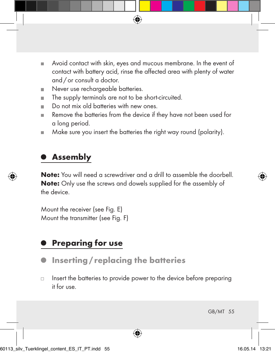 Assembly | Silvercrest Z32155 User Manual | Page 55 / 76