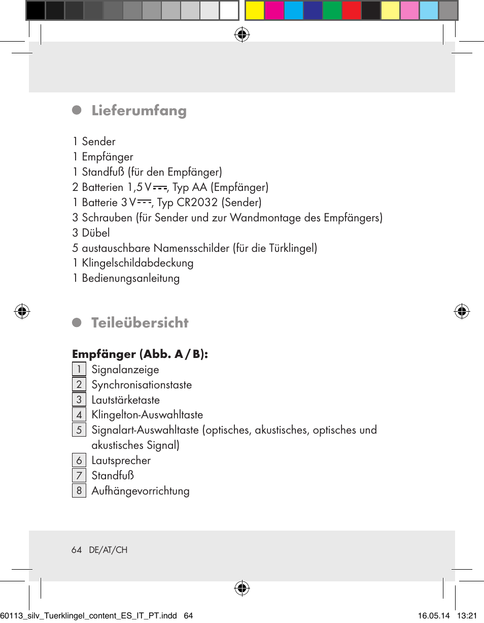 Lieferumfang, Teileübersicht | Silvercrest Z32155 User Manual | Page 64 / 76