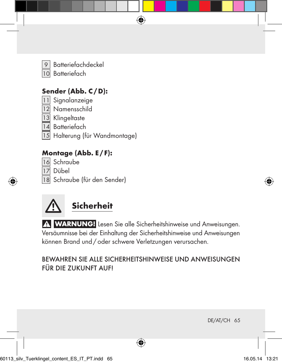 Sicherheit | Silvercrest Z32155 User Manual | Page 65 / 76