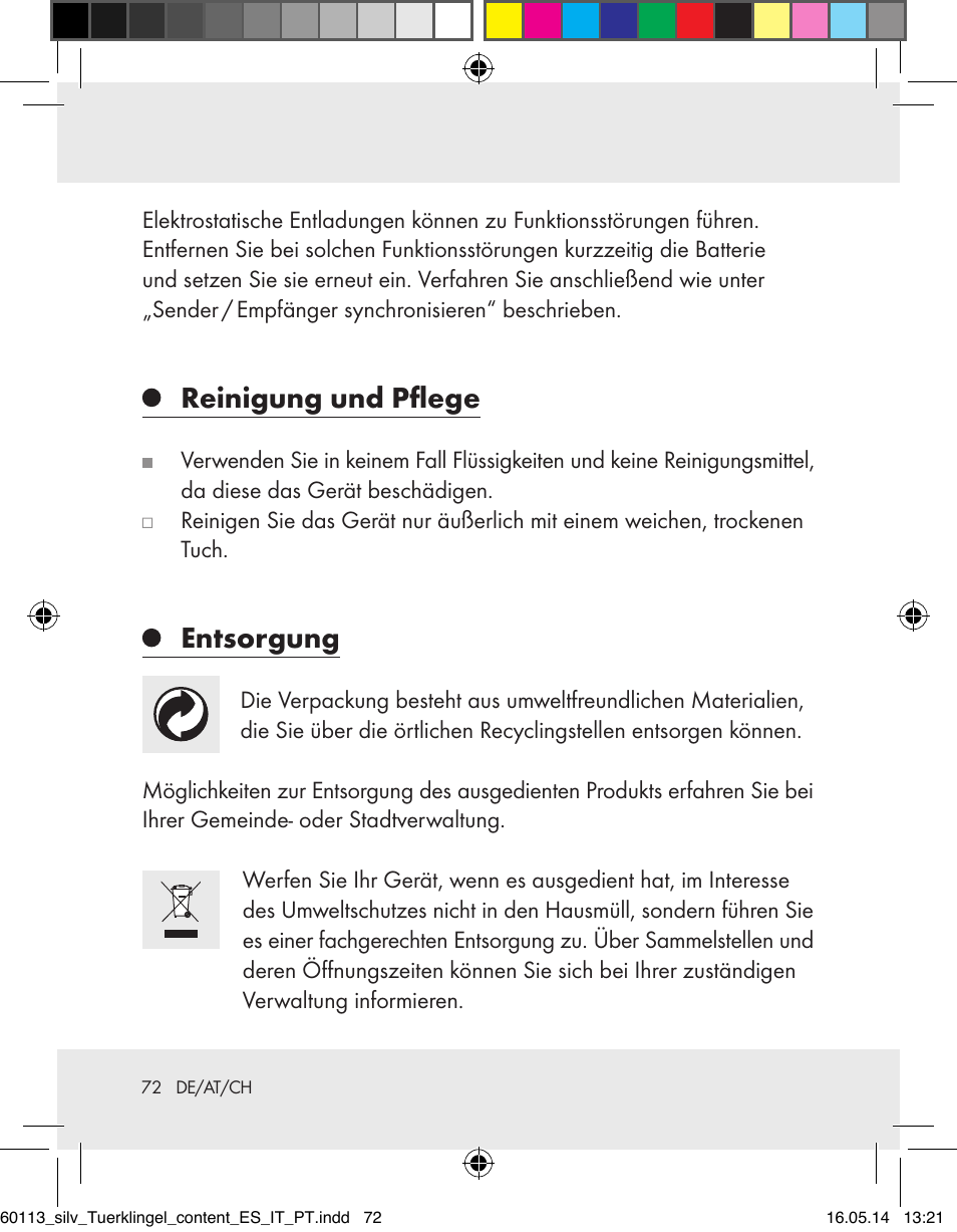 Reinigung und pflege, Entsorgung | Silvercrest Z32155 User Manual | Page 72 / 76