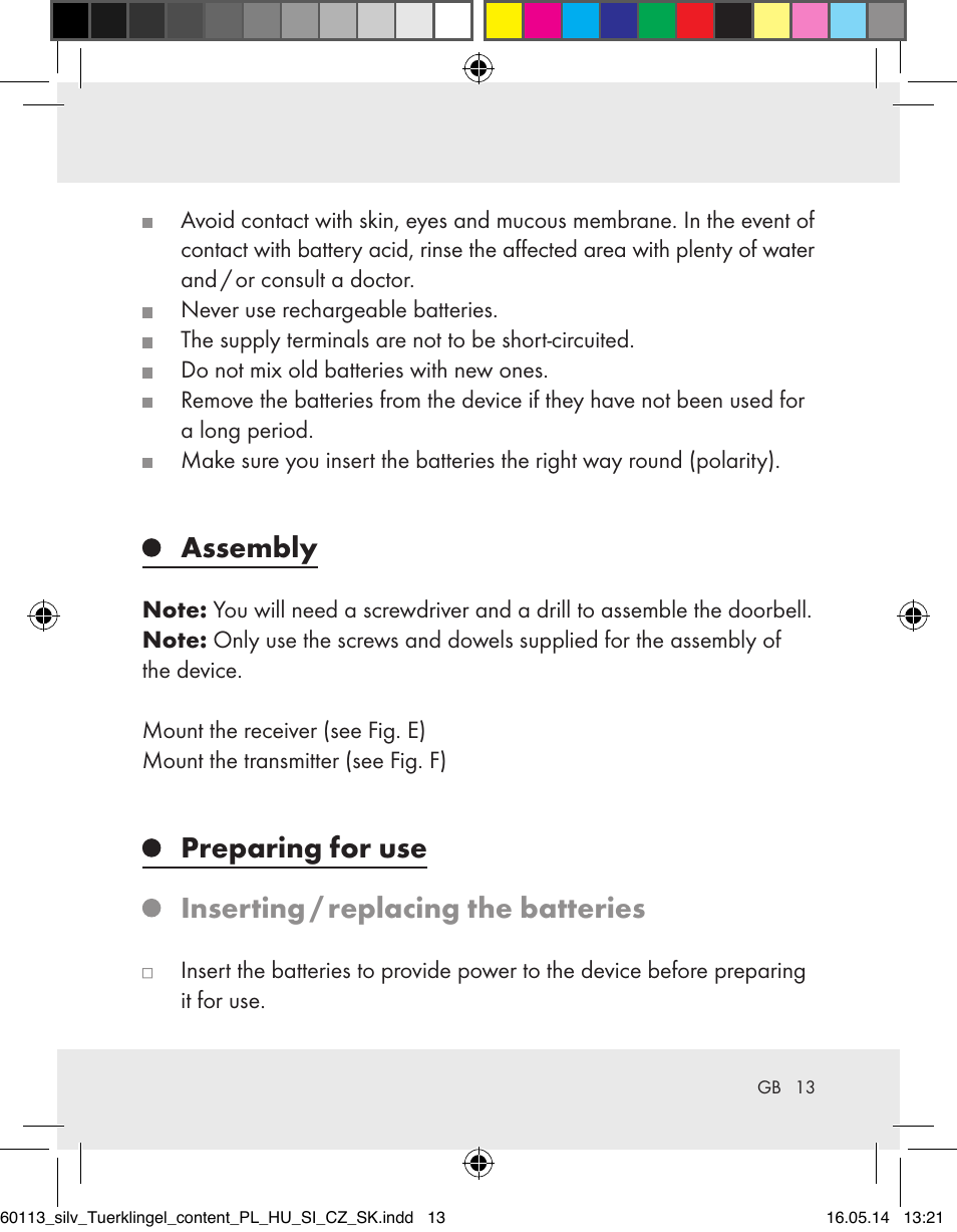 Assembly | Silvercrest Z32155 User Manual | Page 13 / 103