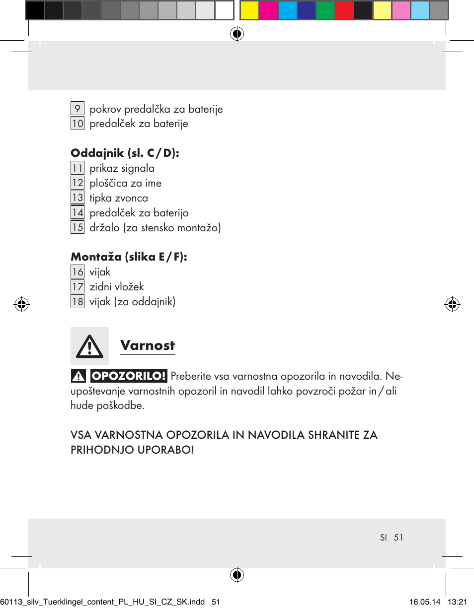 Varnost | Silvercrest Z32155 User Manual | Page 51 / 103