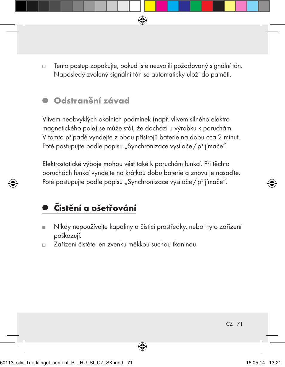 Odstranění závad, Čistění a ošetřování | Silvercrest Z32155 User Manual | Page 71 / 103