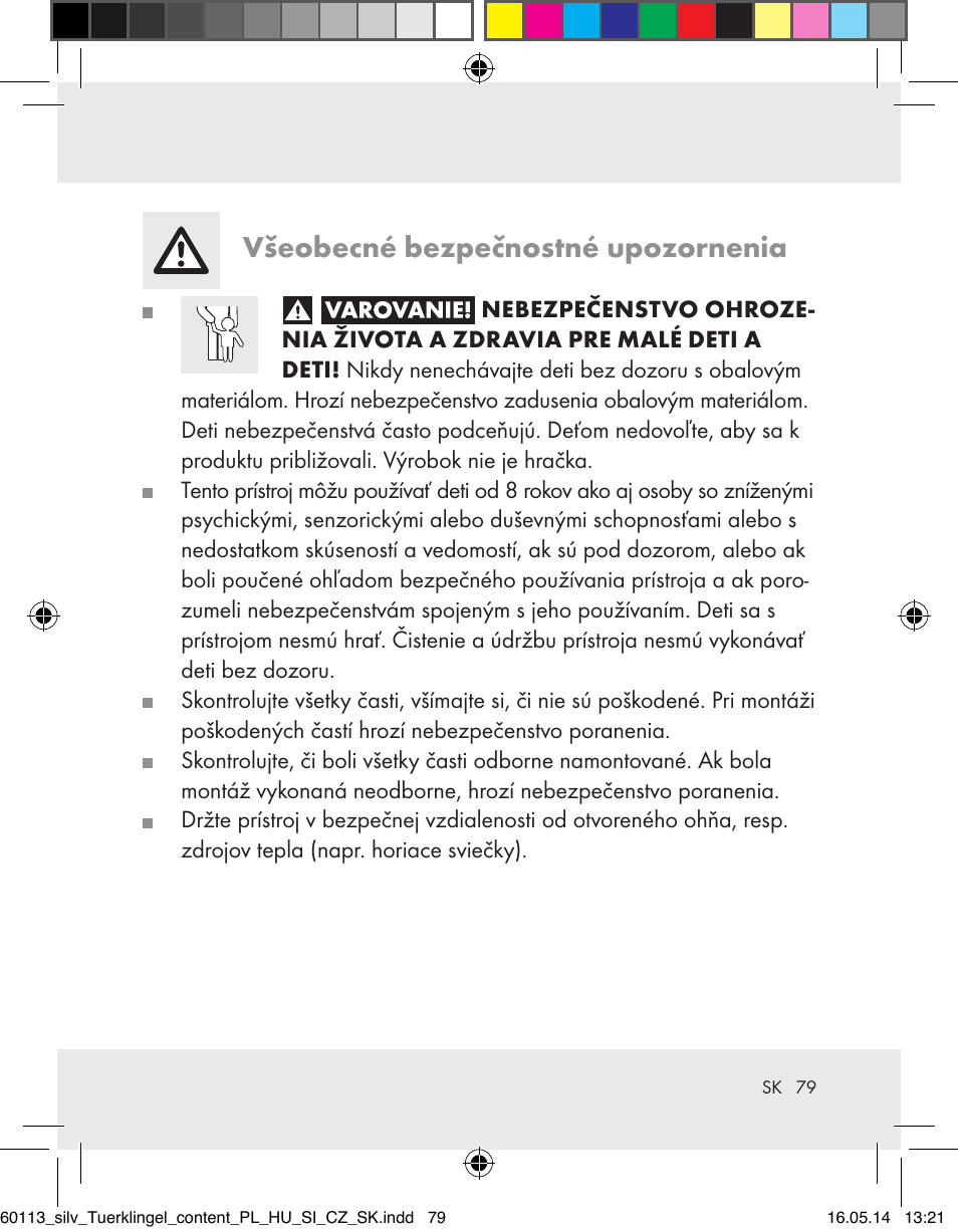 Všeobecné bezpečnostné upozornenia | Silvercrest Z32155 User Manual | Page 79 / 103