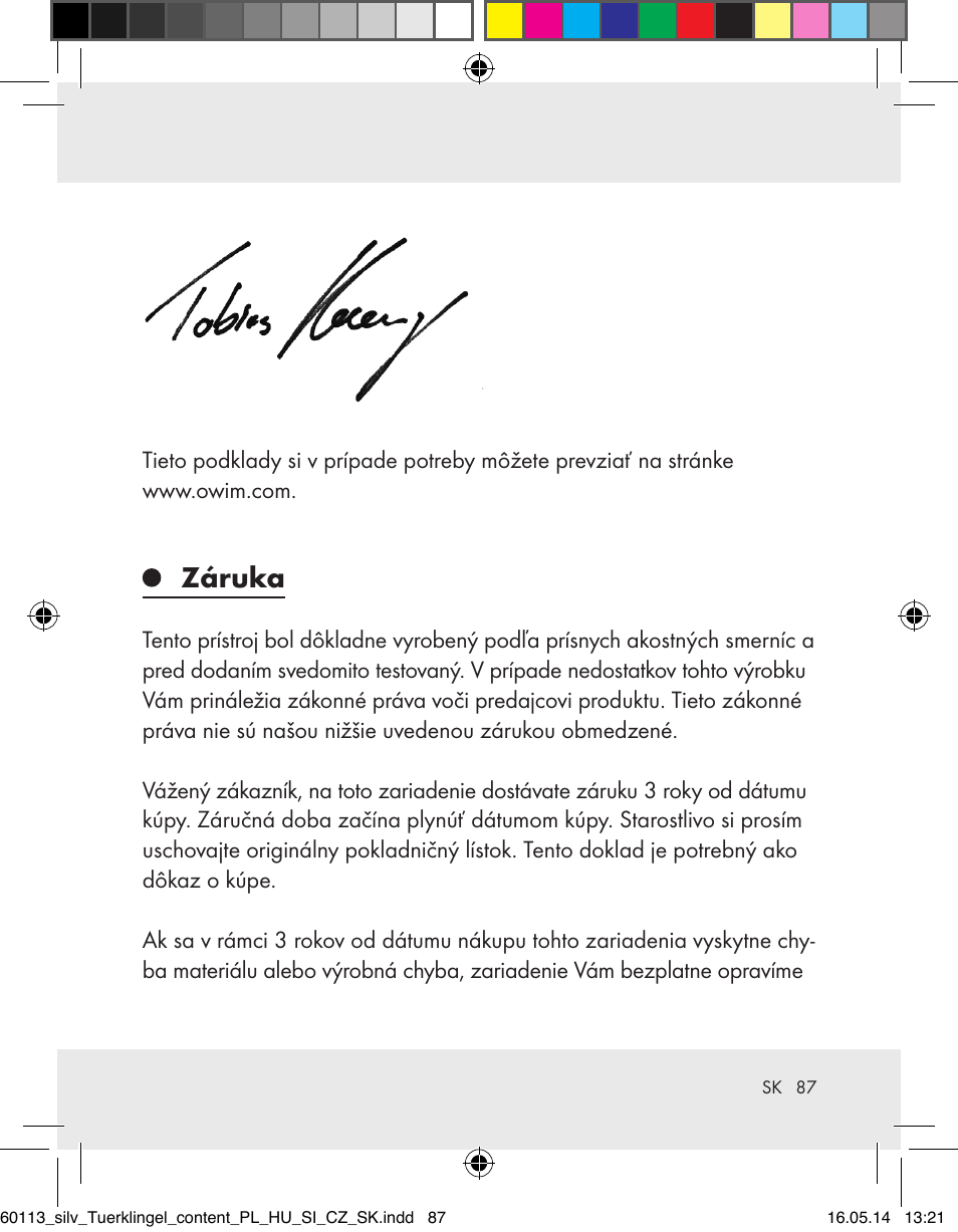 Záruka | Silvercrest Z32155 User Manual | Page 87 / 103