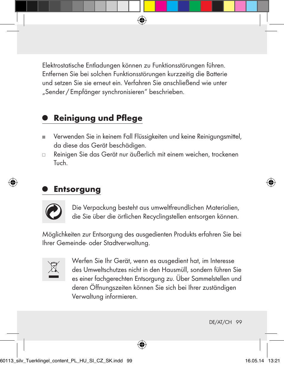 Reinigung und pflege, Entsorgung | Silvercrest Z32155 User Manual | Page 99 / 103