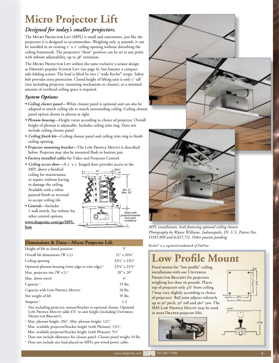 Draper Micro Projector Lift User Manual | 1 page