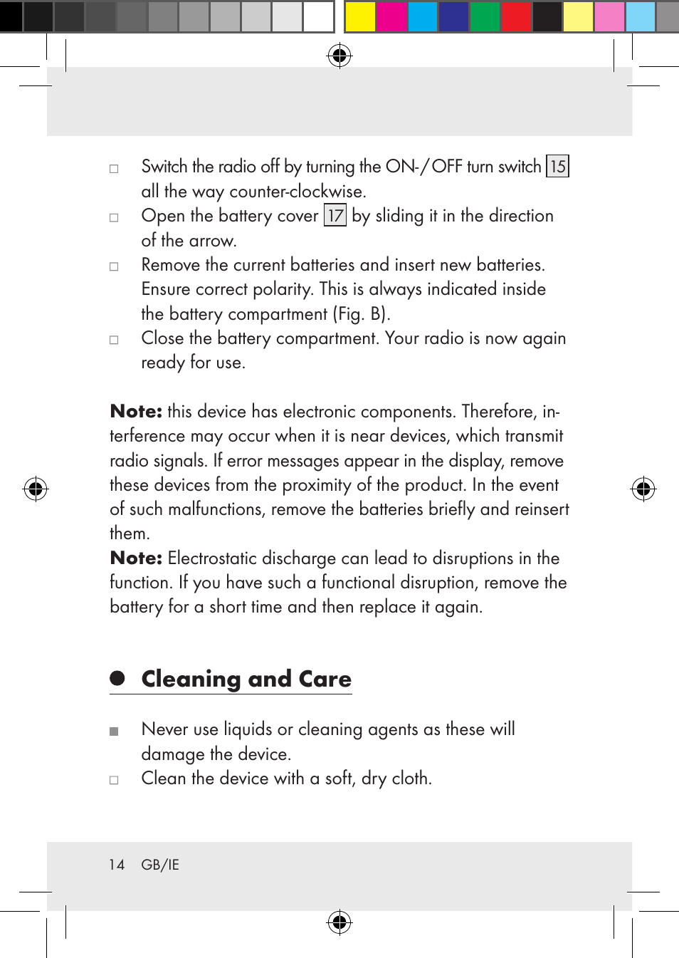 Cleaning and care | Silvercrest Z31436 User Manual | Page 14 / 41