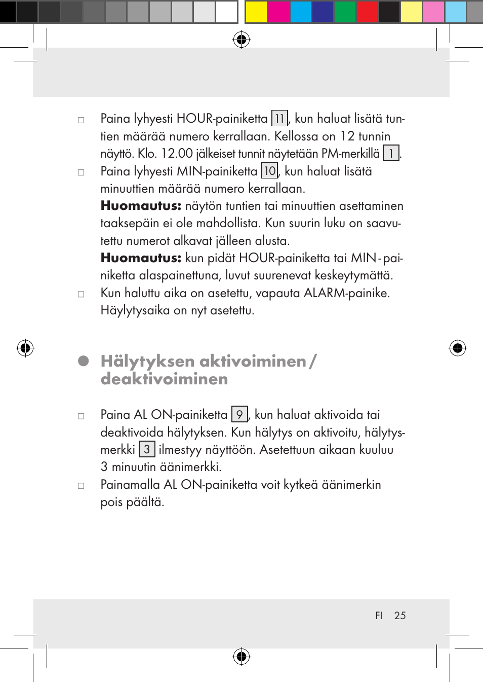 Hälytyksen aktivoiminen / deaktivoiminen | Silvercrest Z31436 User Manual | Page 25 / 41