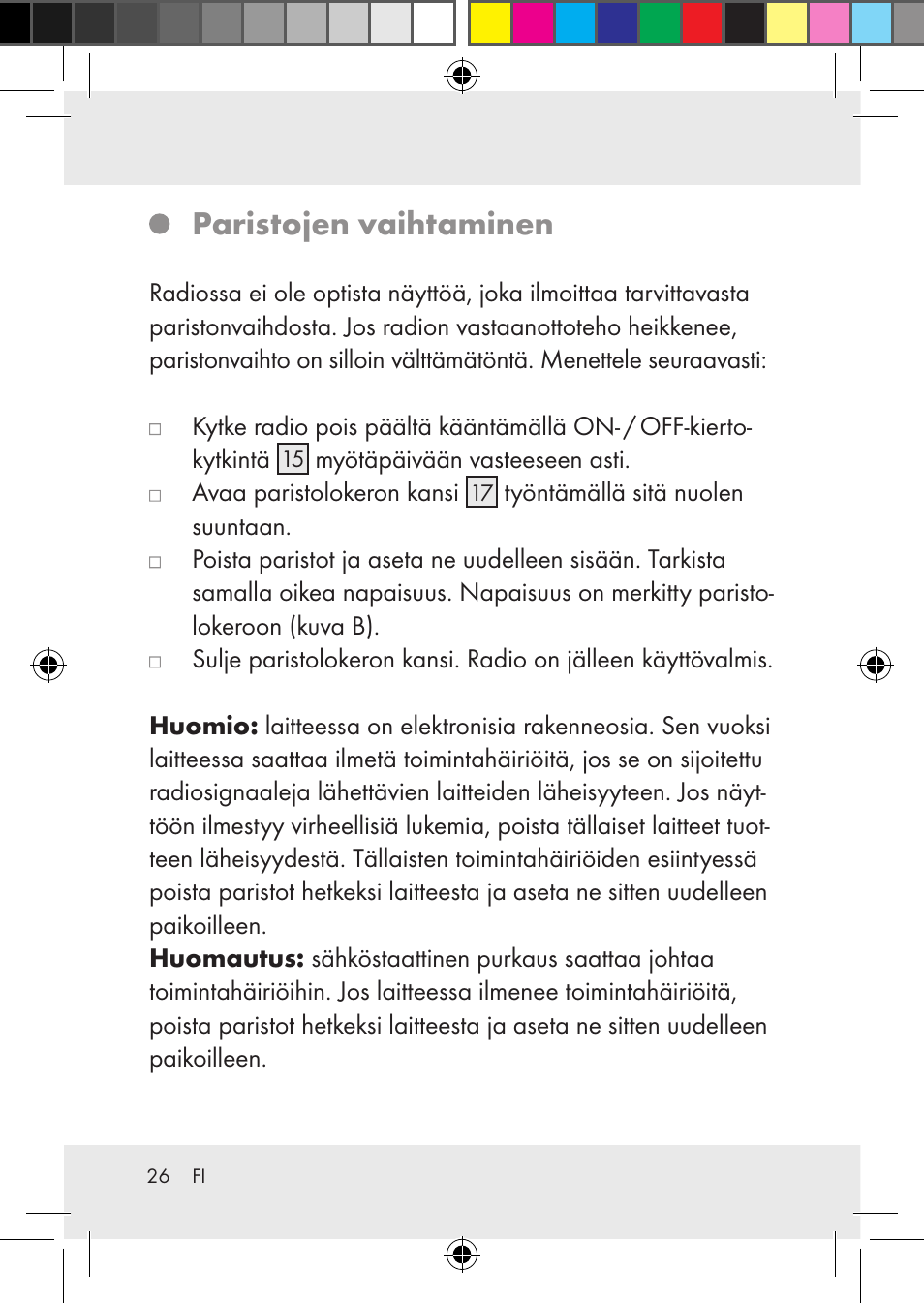 Paristojen vaihtaminen | Silvercrest Z31436 User Manual | Page 26 / 41