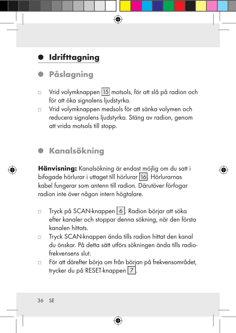 Idrifttagning påslagning, Kanalsökning | Silvercrest Z31436 User Manual | Page 36 / 41