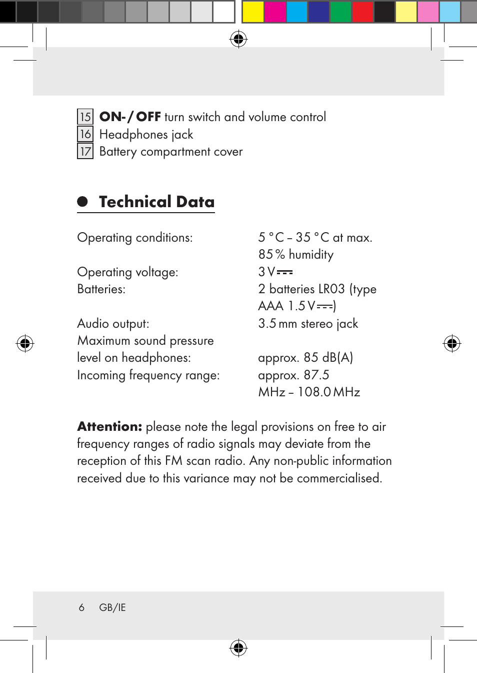 Technical data | Silvercrest Z31436 User Manual | Page 6 / 41
