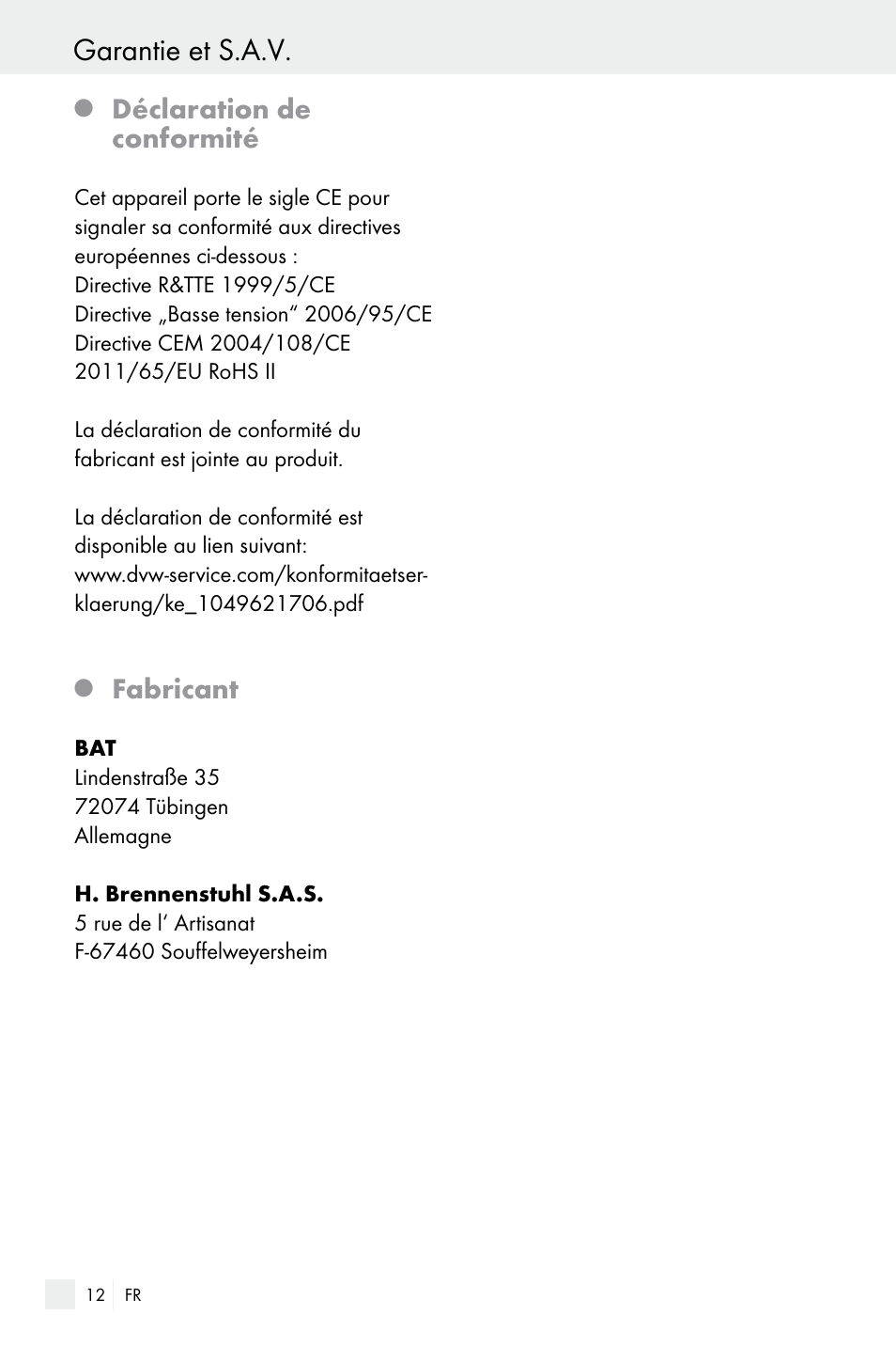 Garantie et s.a.v, Déclaration de conformité, Fabricant | Silvercrest Electrical Sockets User Manual | Page 12 / 29