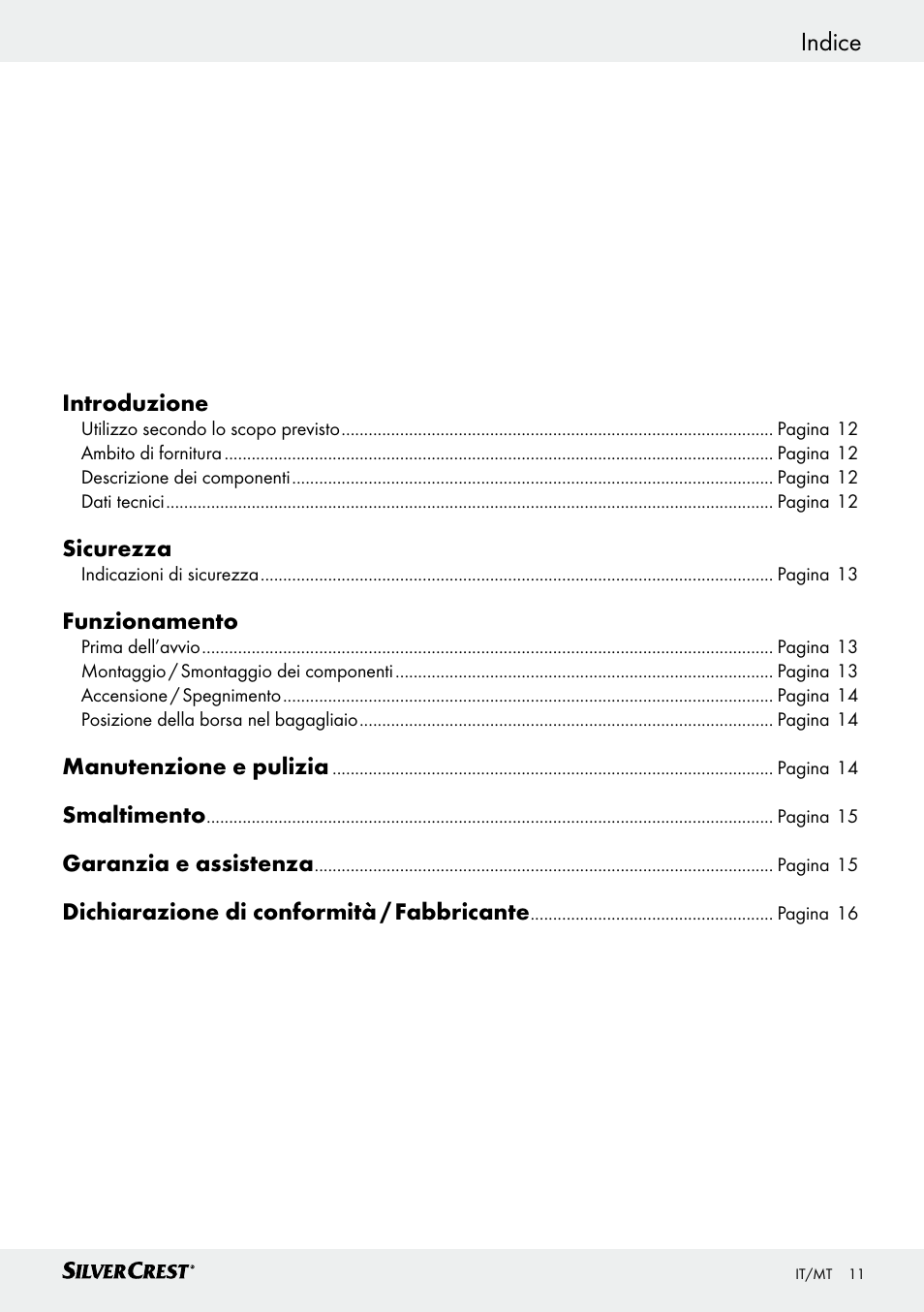Indice | Silvercrest SHS 12.0 A1 User Manual | Page 11 / 35