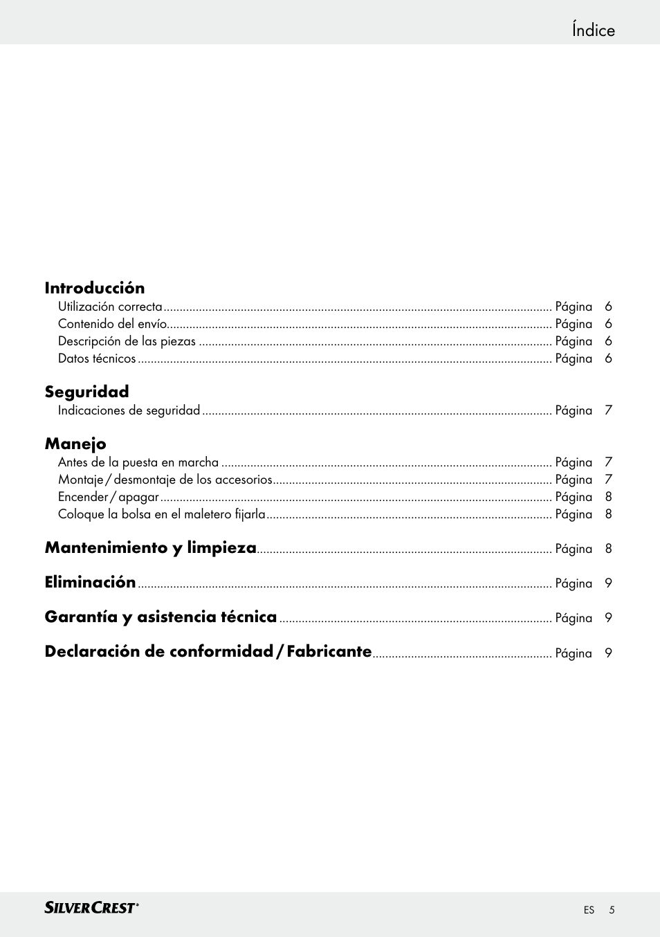 Índice | Silvercrest SHS 12.0 A1 User Manual | Page 5 / 35