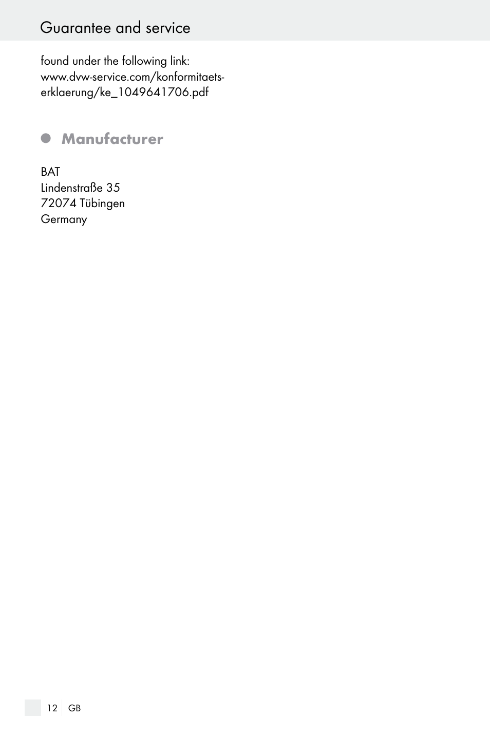 Guarantee and service, Manufacturer | Silvercrest Electrical Sockets User Manual | Page 12 / 45