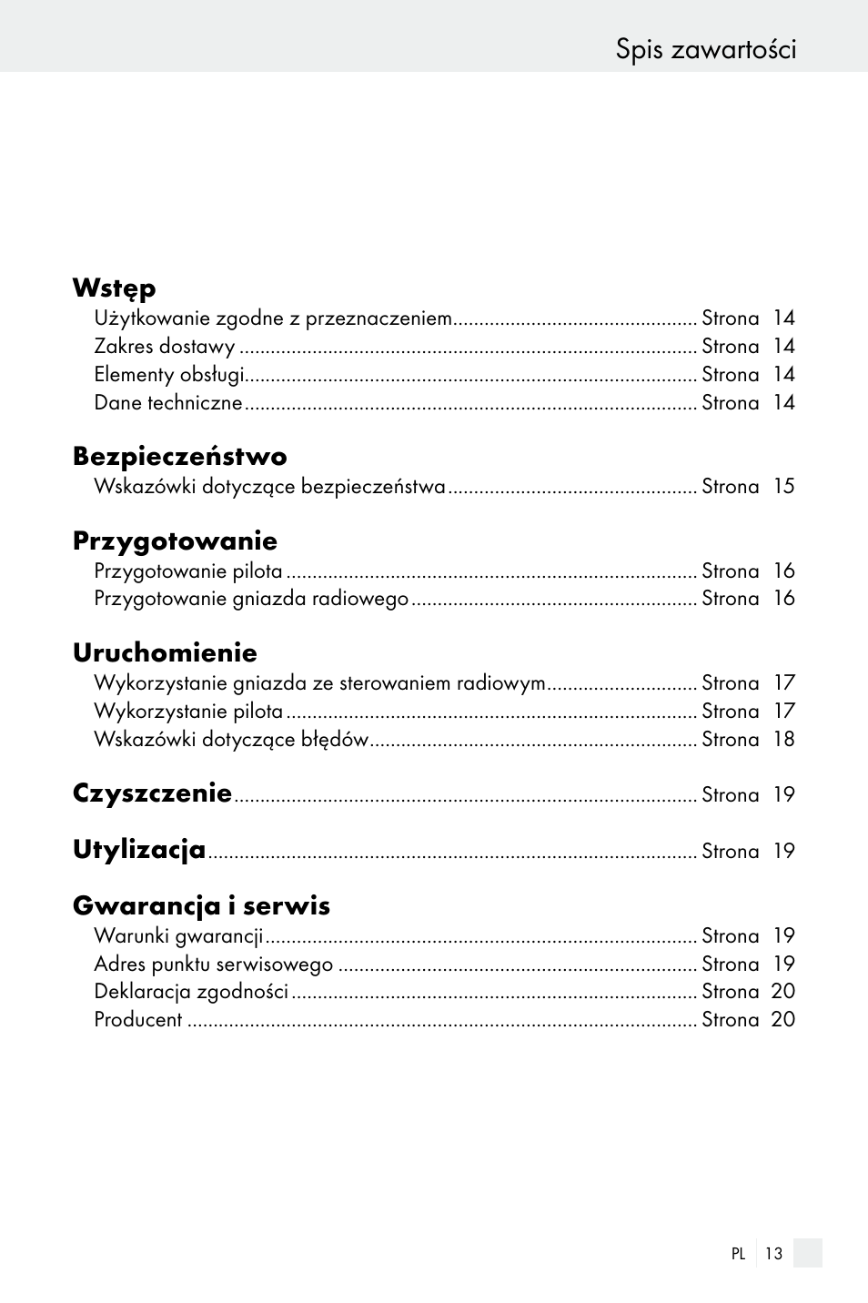 Spis zawartości | Silvercrest Electrical Sockets User Manual | Page 13 / 45