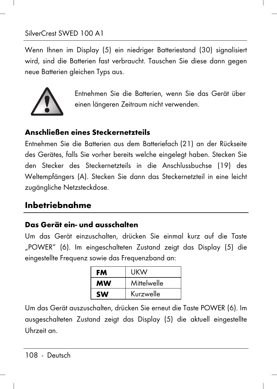 Inbetriebnahme | Silvercrest SWED 100 A1 User Manual | Page 110 / 126