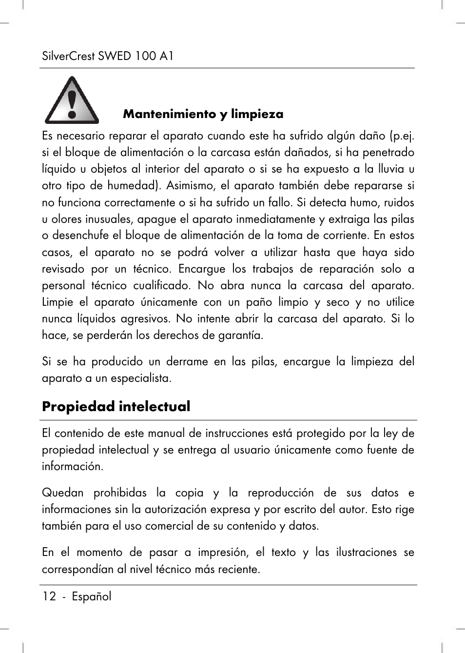 Propiedad intelectual | Silvercrest SWED 100 A1 User Manual | Page 14 / 126