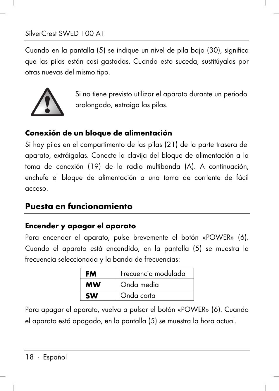 Puesta en funcionamiento | Silvercrest SWED 100 A1 User Manual | Page 20 / 126