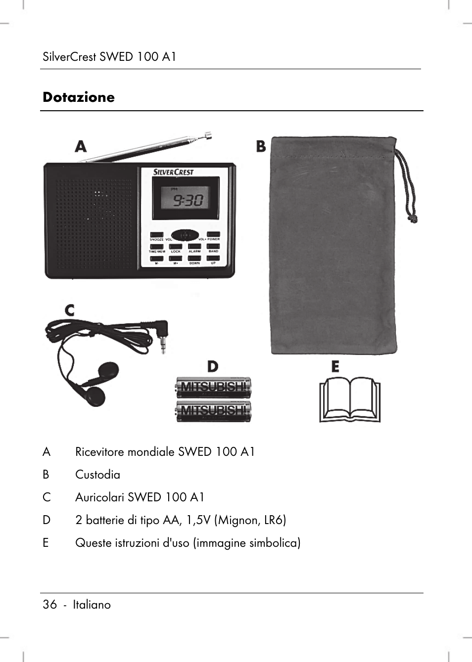 Dotazione | Silvercrest SWED 100 A1 User Manual | Page 38 / 126