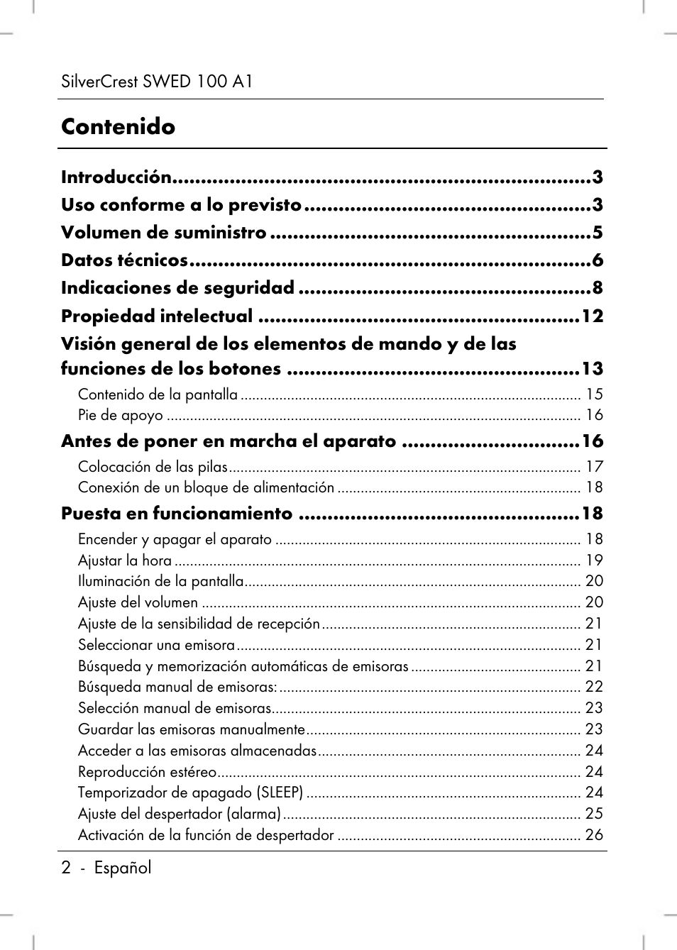 Silvercrest SWED 100 A1 User Manual | Page 4 / 126