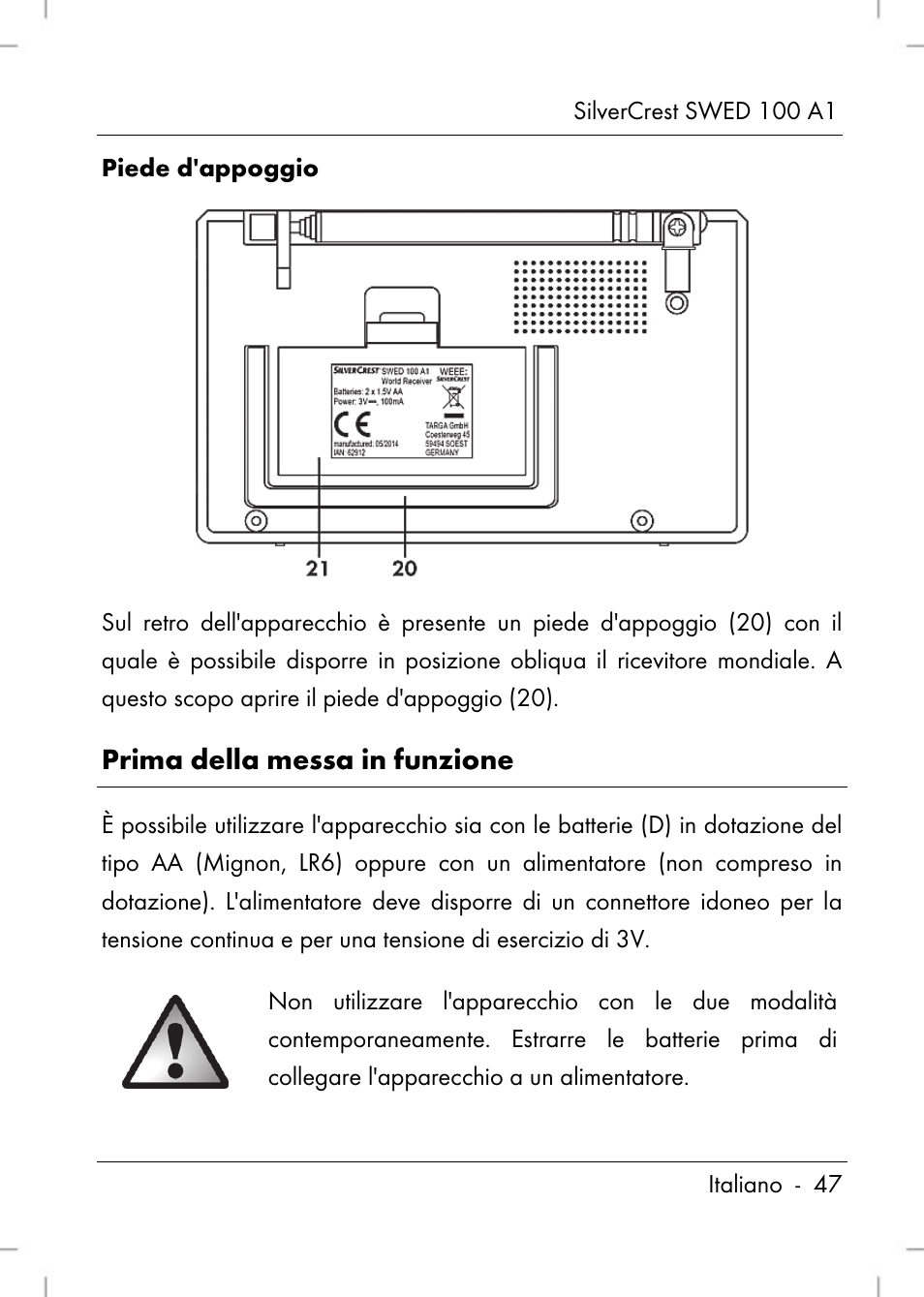 Prima della messa in funzione | Silvercrest SWED 100 A1 User Manual | Page 49 / 126