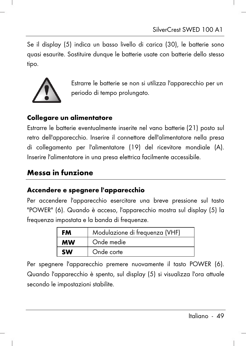 Messa in funzione | Silvercrest SWED 100 A1 User Manual | Page 51 / 126