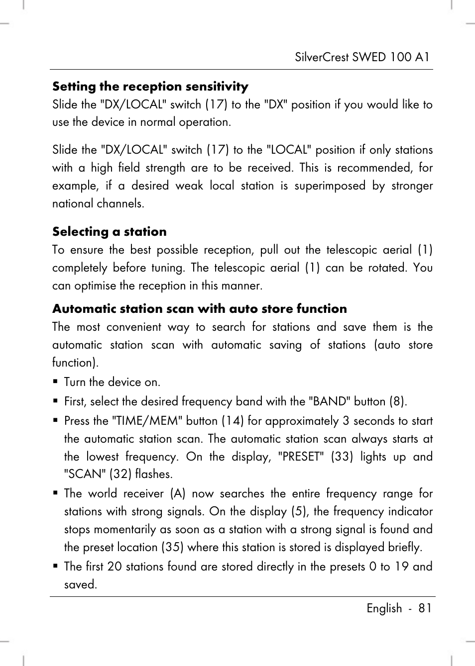 Silvercrest SWED 100 A1 User Manual | Page 83 / 126