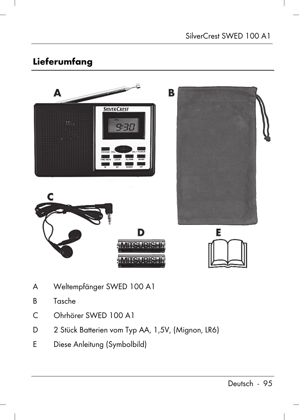 Lieferumfang | Silvercrest SWED 100 A1 User Manual | Page 97 / 126