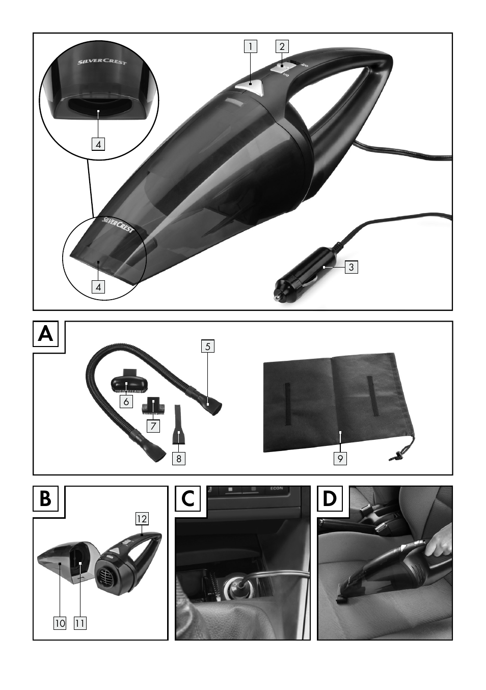 Ab c d | Silvercrest SHS 12.0 A1 User Manual | Page 3 / 47