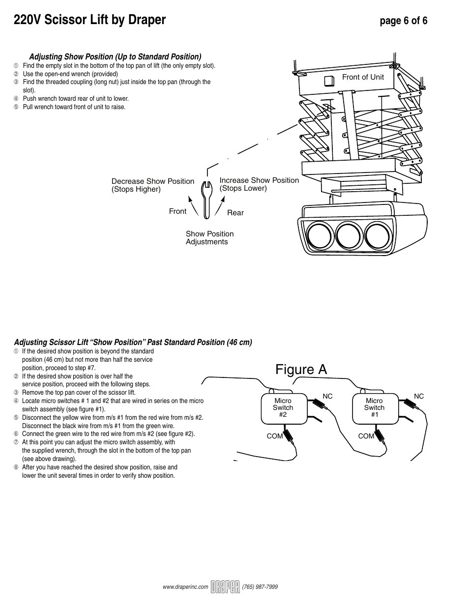 220v scissor lift by draper, Figure a, Page 6 of 6 | Draper 220V SLX User Manual | Page 6 / 6