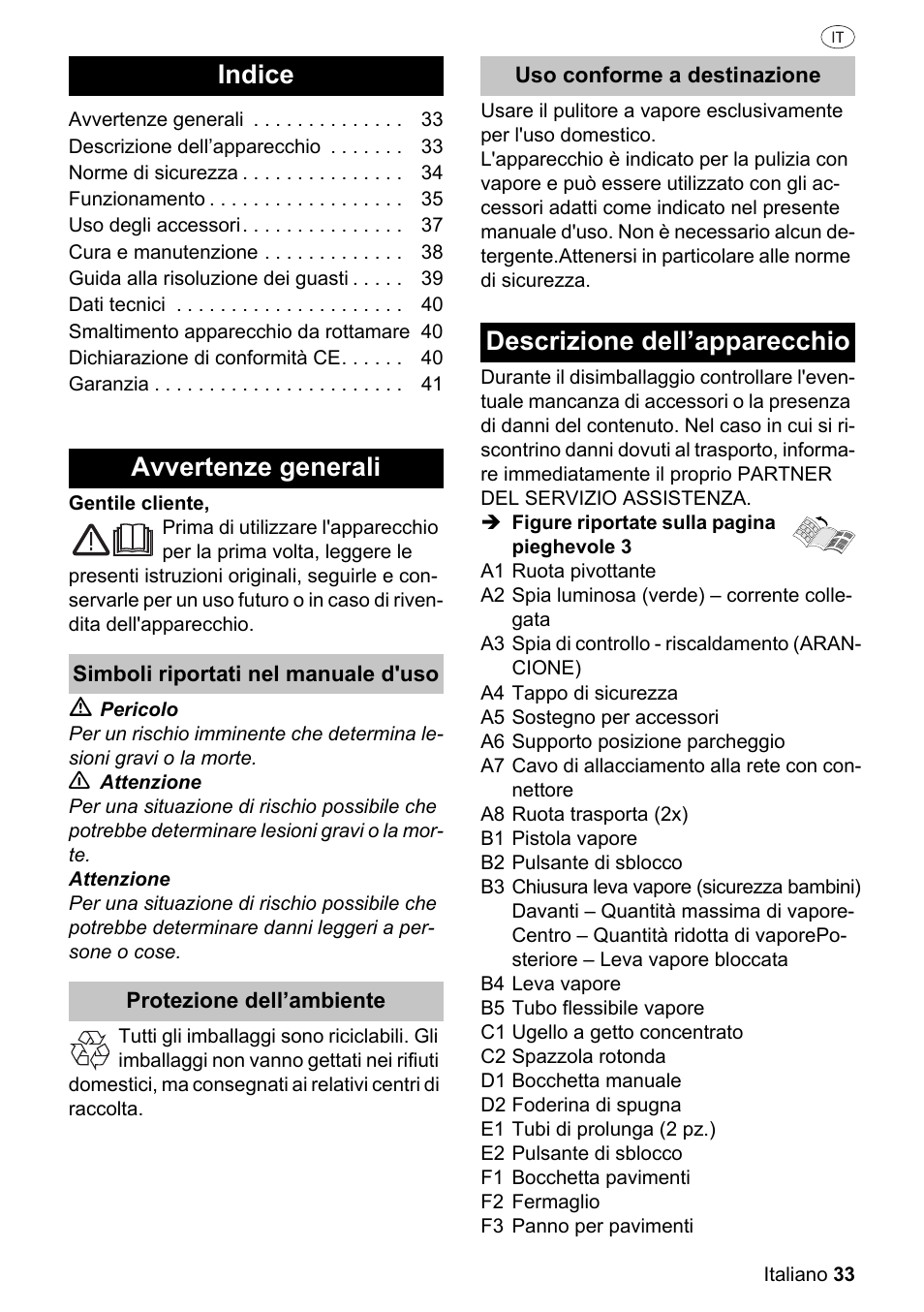 Indice, Avvertenze generali, Descrizione dell’apparecchio | Silvercrest SDR 1500 A1 User Manual | Page 33 / 86