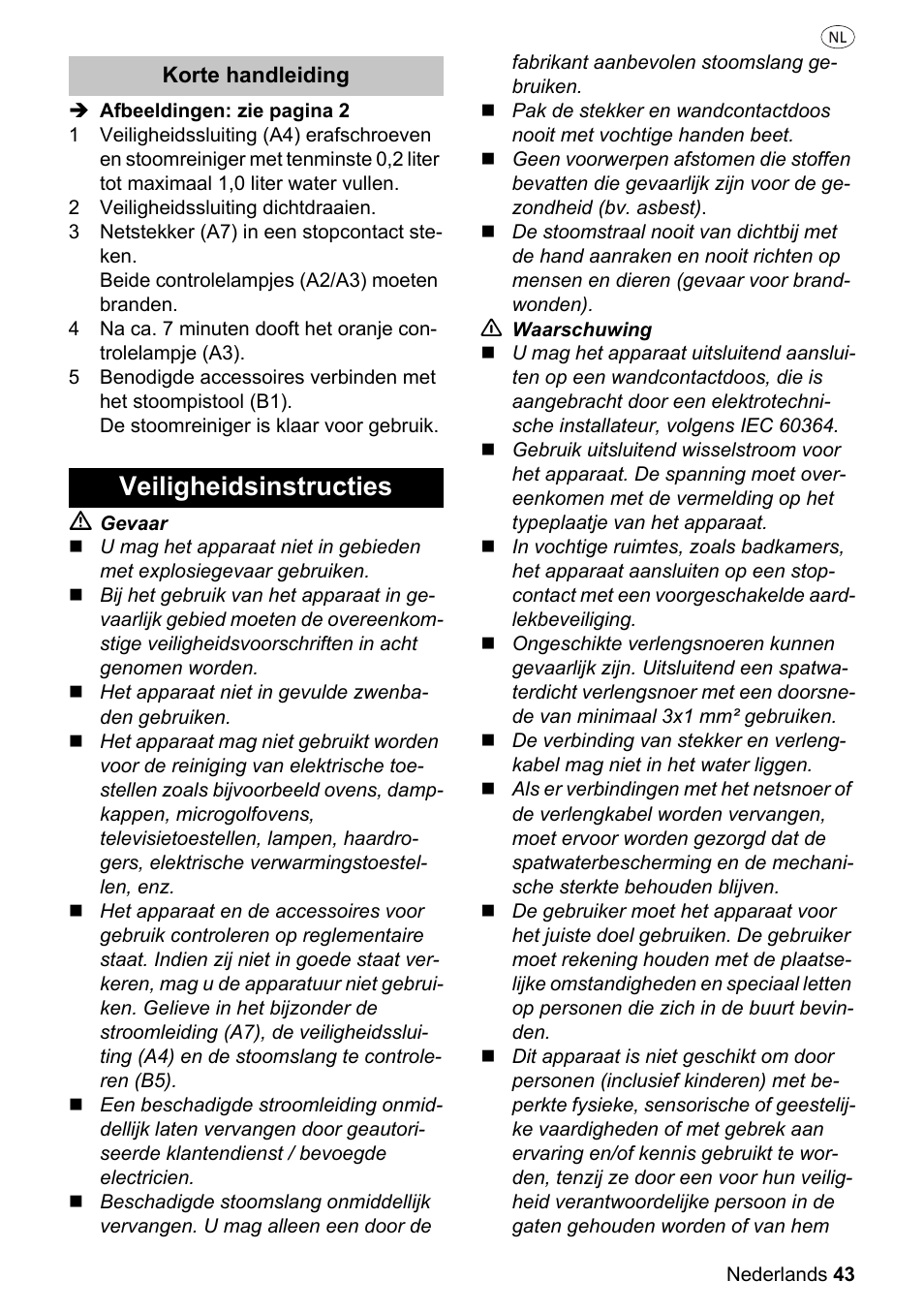 Veiligheidsinstructies | Silvercrest SDR 1500 A1 User Manual | Page 43 / 86