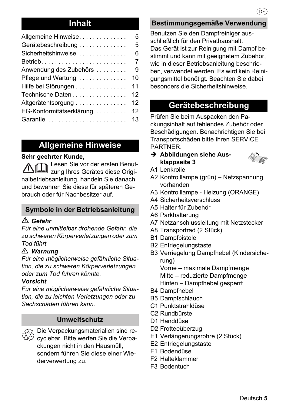 Inhalt, Allgemeine hinweise, Gerätebeschreibung | Silvercrest SDR 1500 A1 User Manual | Page 5 / 86