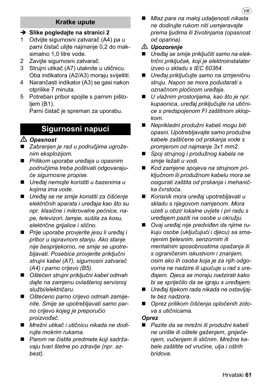 Sigurnosni napuci | Silvercrest SDR 1500 A1 User Manual | Page 61 / 86