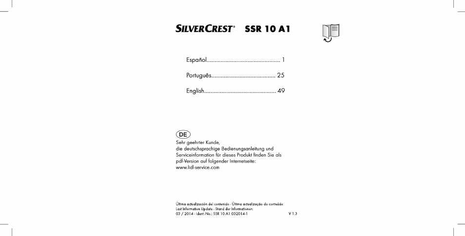 Silvercrest SSR 10 A1 User Manual | 74 pages