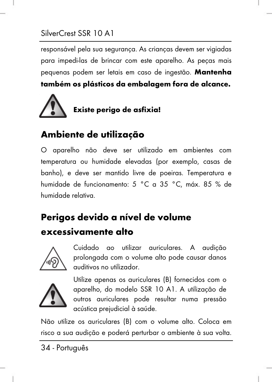 Ambiente de utilização | Silvercrest SSR 10 A1 User Manual | Page 36 / 74
