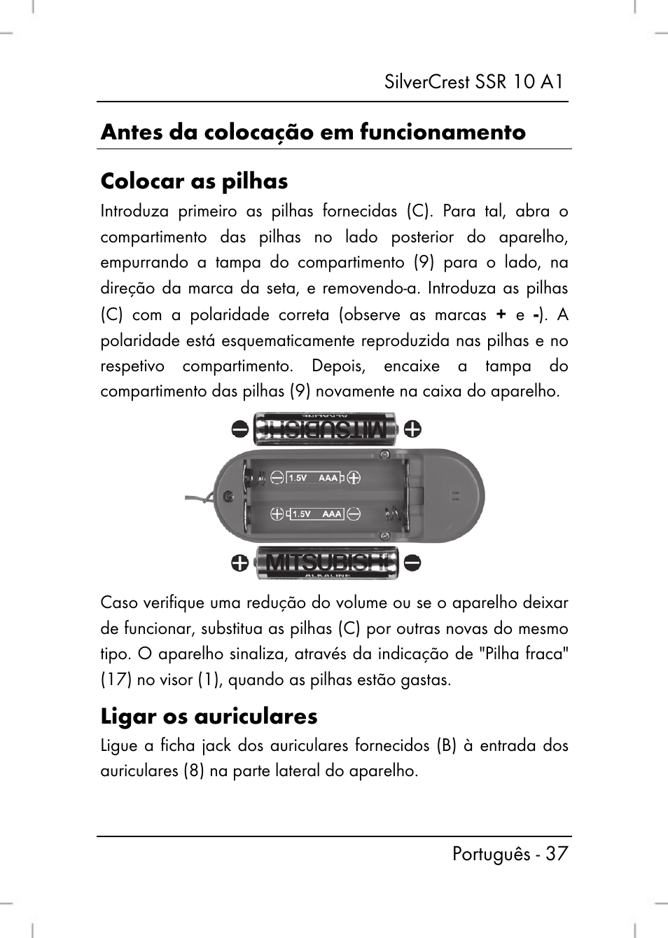 Ligar os auriculares | Silvercrest SSR 10 A1 User Manual | Page 39 / 74