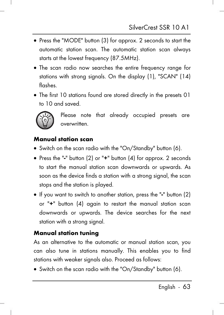 Silvercrest ssr 10 a1 | Silvercrest SSR 10 A1 User Manual | Page 65 / 74