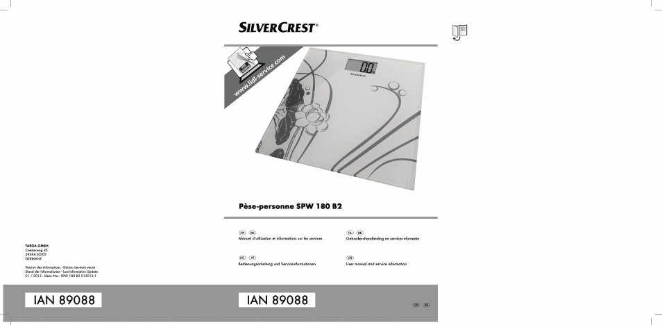 Silvercrest SPW 180 B2 User Manual | 40 pages