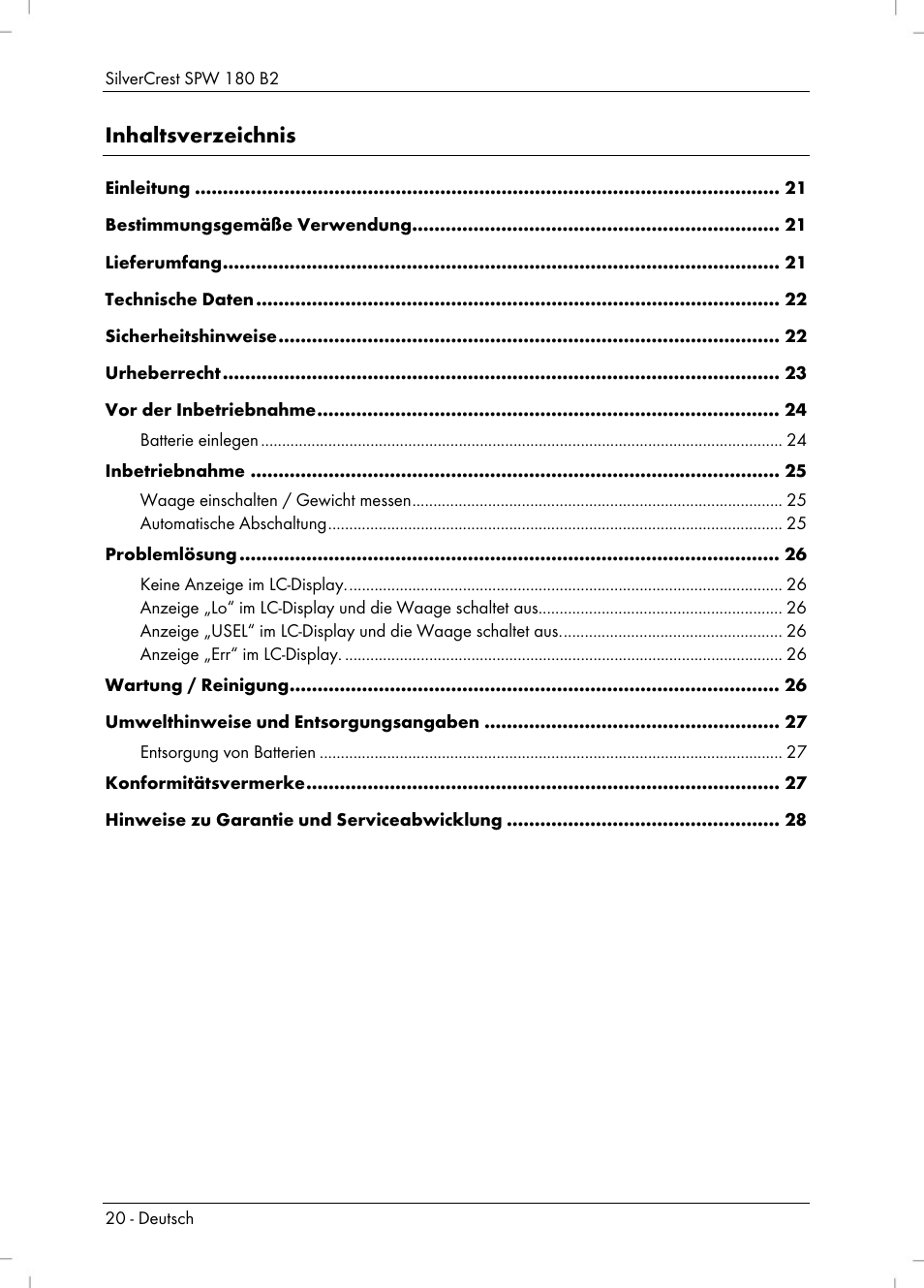 Silvercrest SPW 180 B2 User Manual | Page 22 / 40