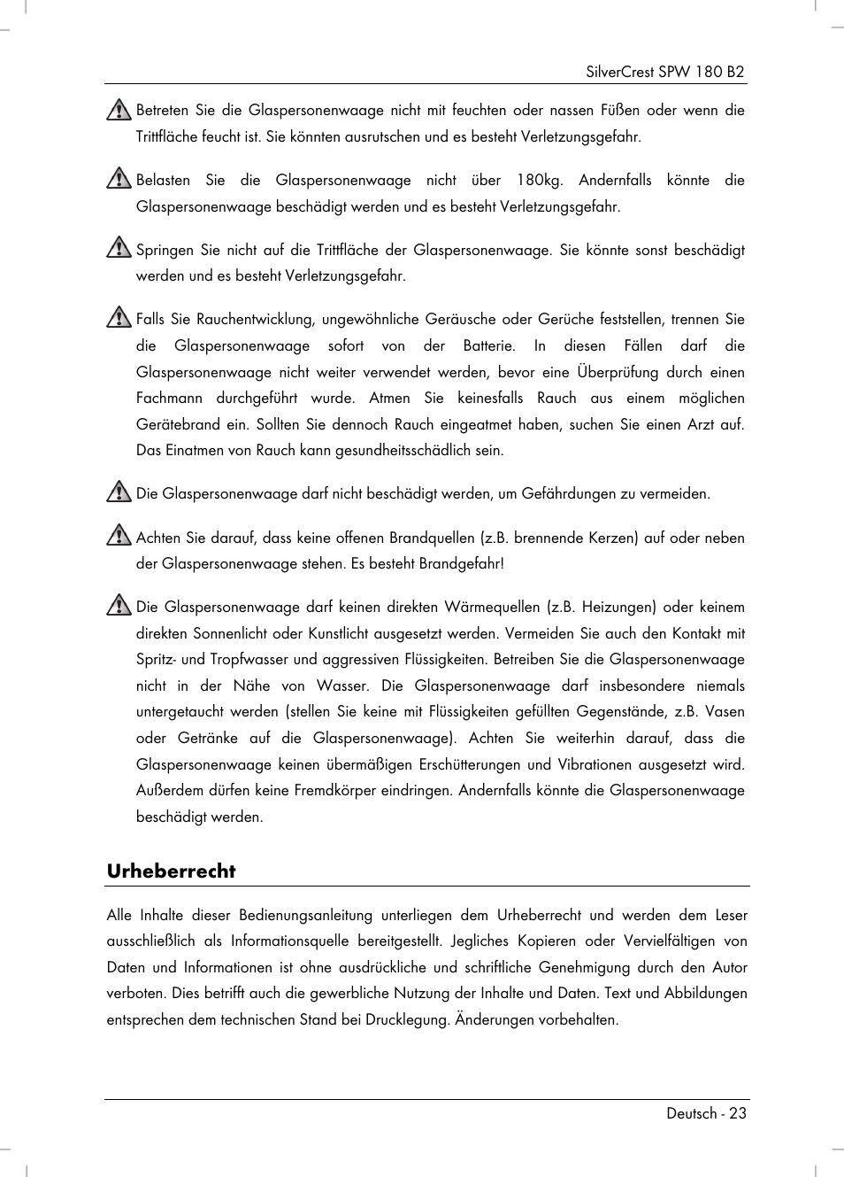 Urheberrecht | Silvercrest SPW 180 B2 User Manual | Page 25 / 40