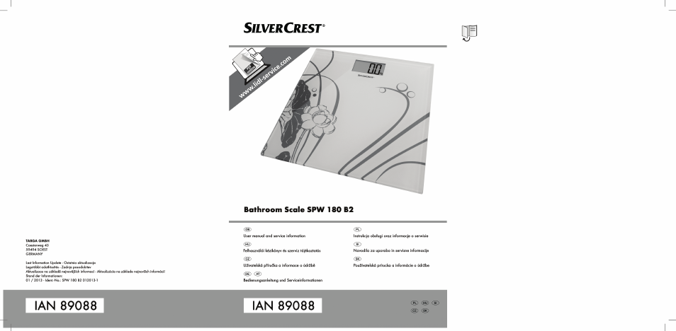 Silvercrest SPW 180 B2 User Manual | 68 pages