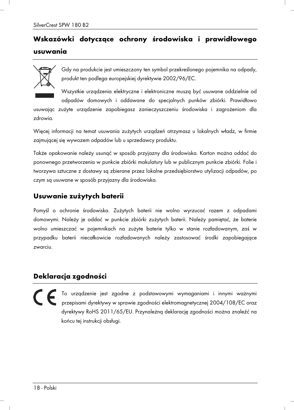 Silvercrest SPW 180 B2 User Manual | Page 20 / 68