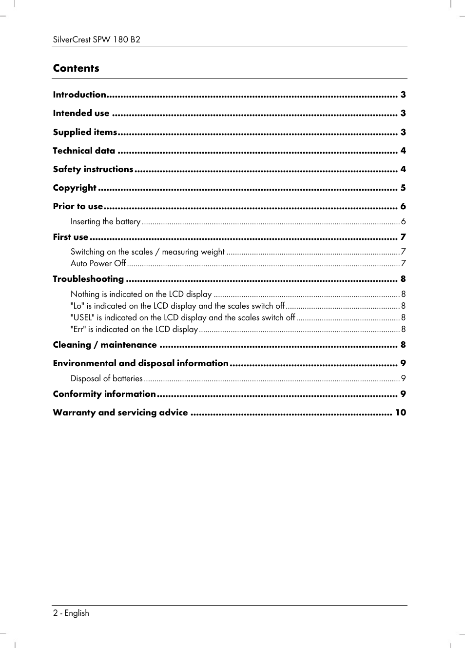 Silvercrest SPW 180 B2 User Manual | Page 4 / 68