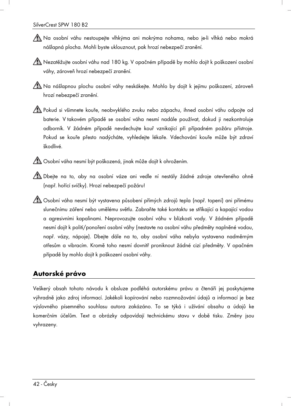 Autorské právo | Silvercrest SPW 180 B2 User Manual | Page 44 / 68