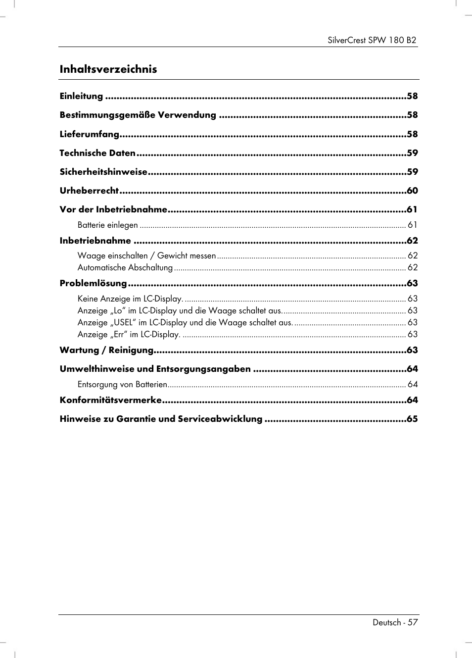 Silvercrest SPW 180 B2 User Manual | Page 59 / 68