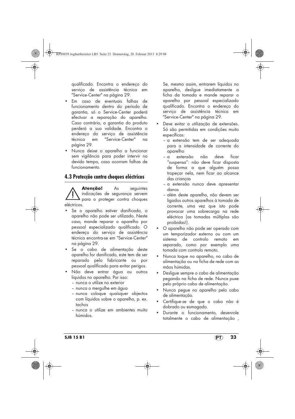 3 protecção contra choques eléctricos | Silvercrest SJB 15 B1 User Manual | Page 25 / 50
