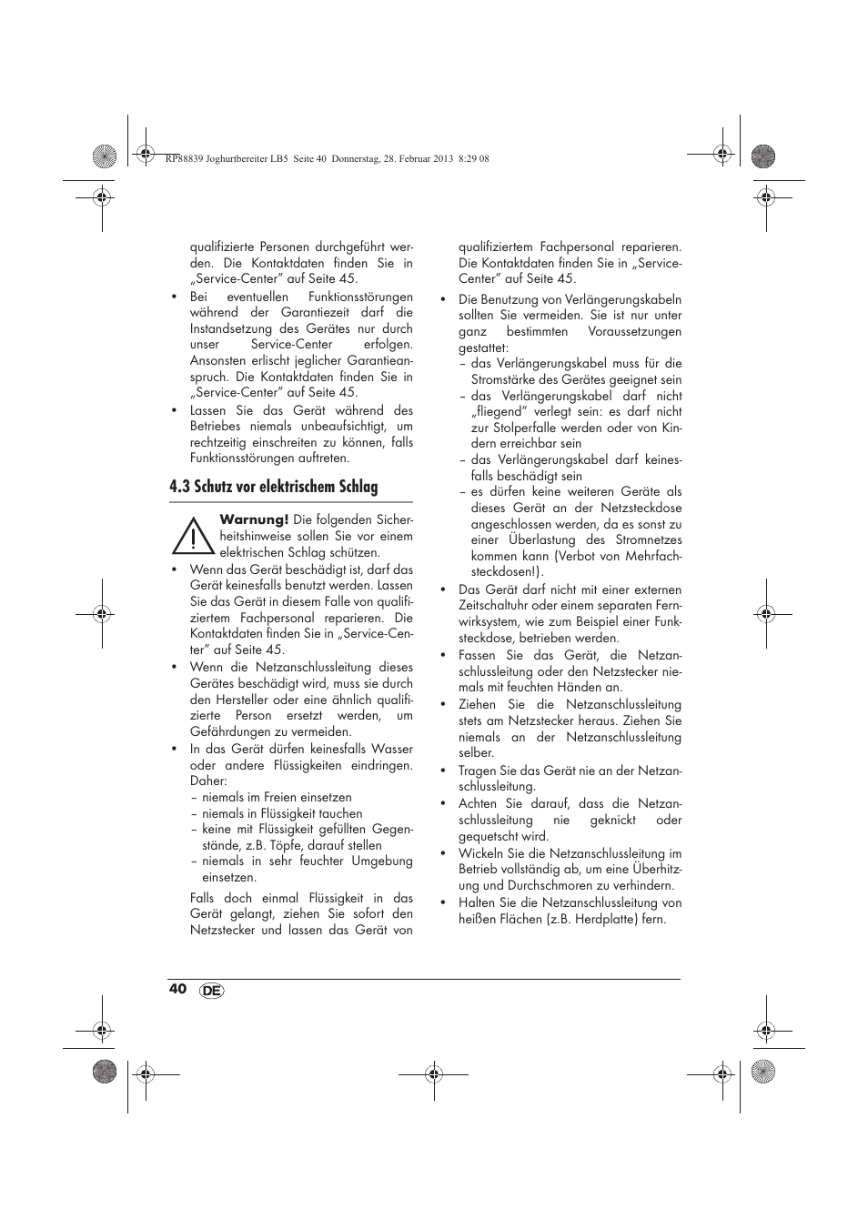 3 schutz vor elektrischem schlag | Silvercrest SJB 15 B1 User Manual | Page 42 / 50